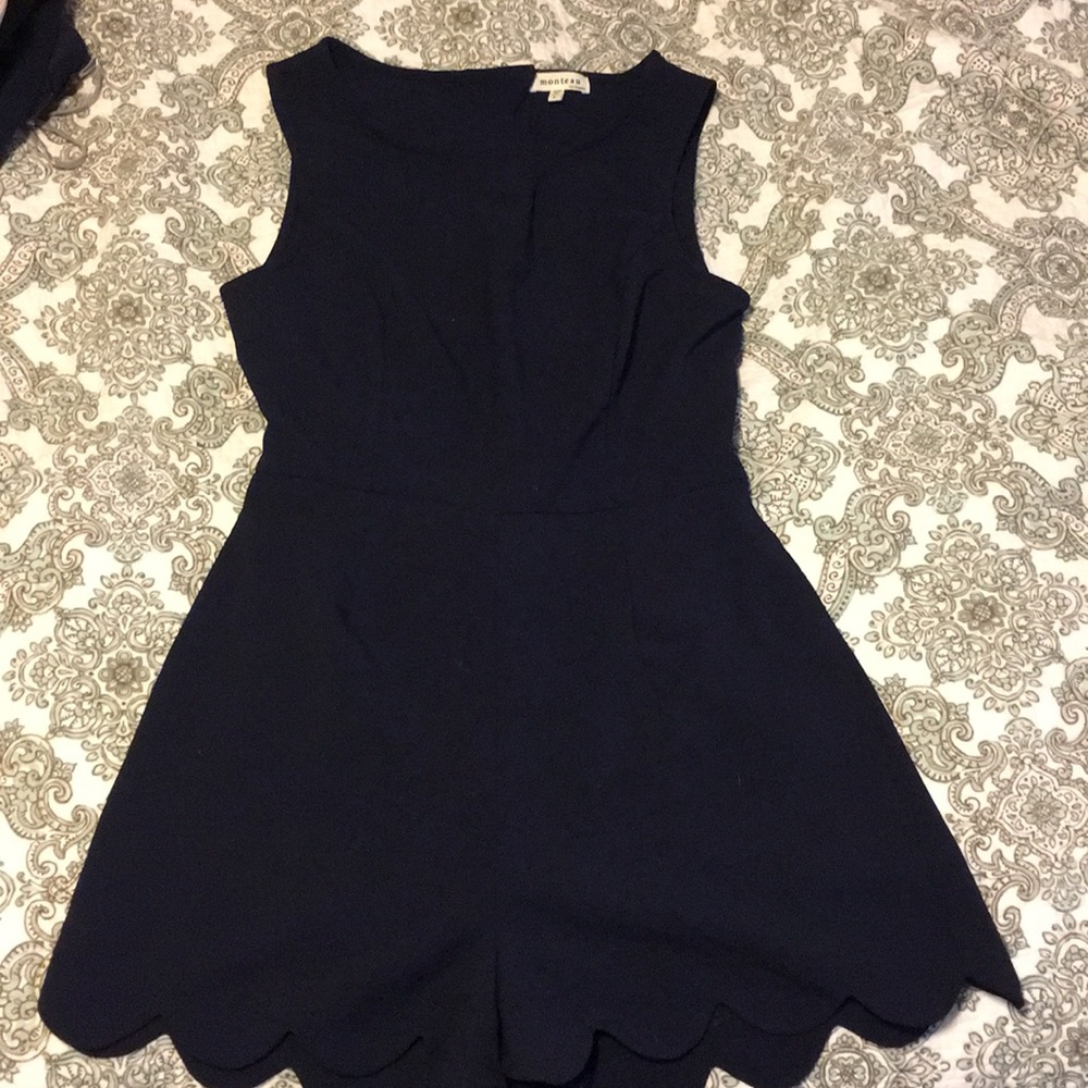 Navy Blue Scalloped romper